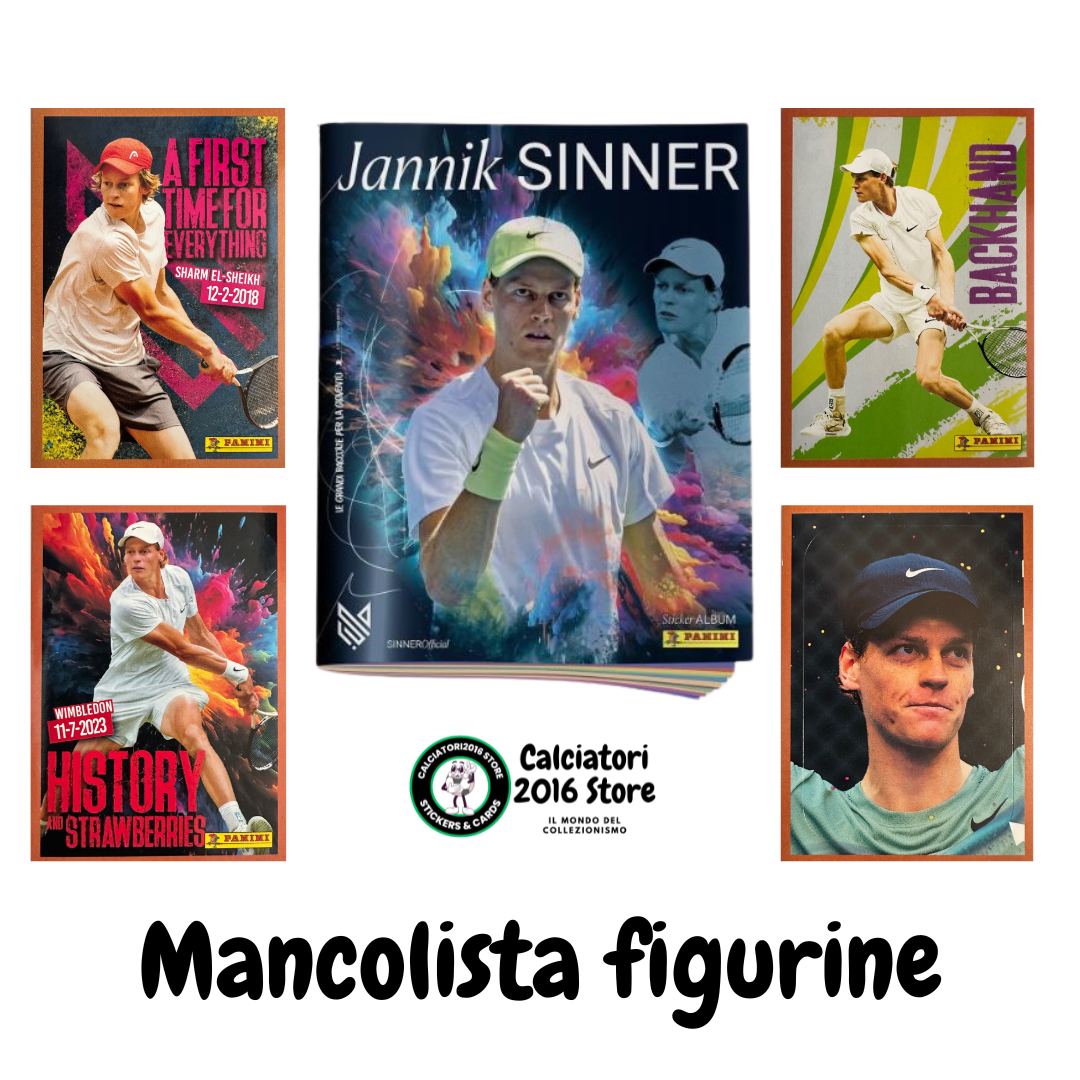Jannik Sinner Panini 2025 mancolista - Scegli Figurina da 101 a 181 P1-P11