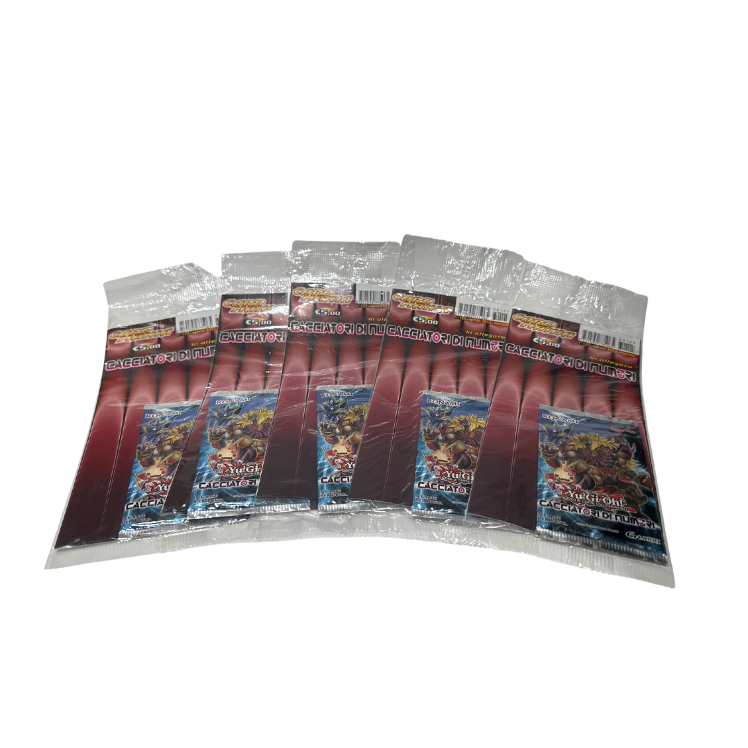 5 Bustine sigillate card Yu-gi-oh Cacciatori di numeri