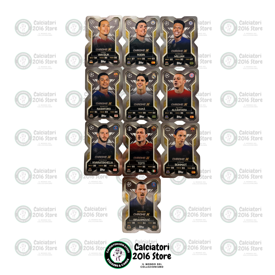 Match Attax Extra 2025/26 - Set completo 10 Card Chrome X