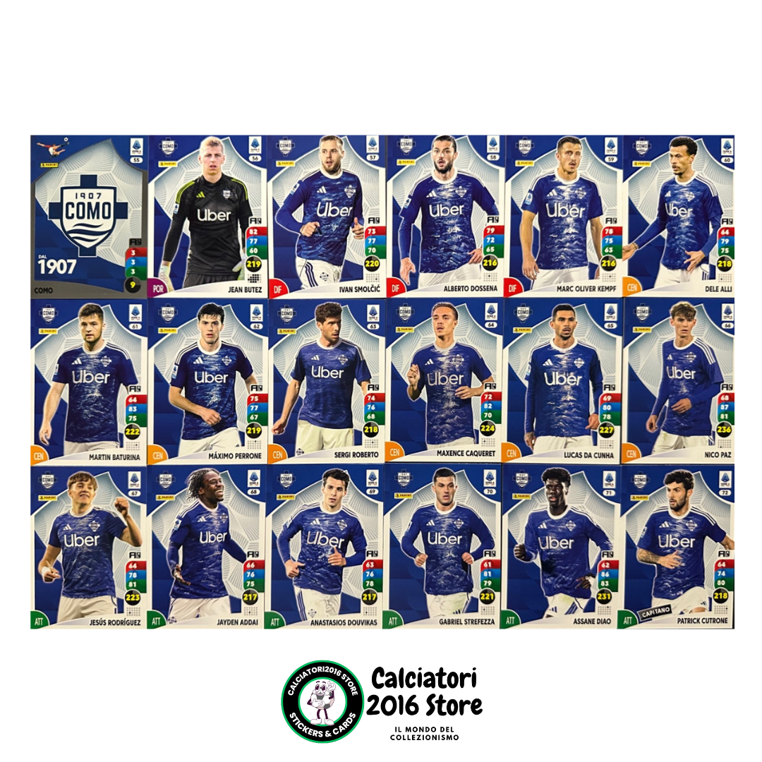 Tarjetas completas del equipo Panini Calciatori Adrenalyn XL 2025-26 a tu elección