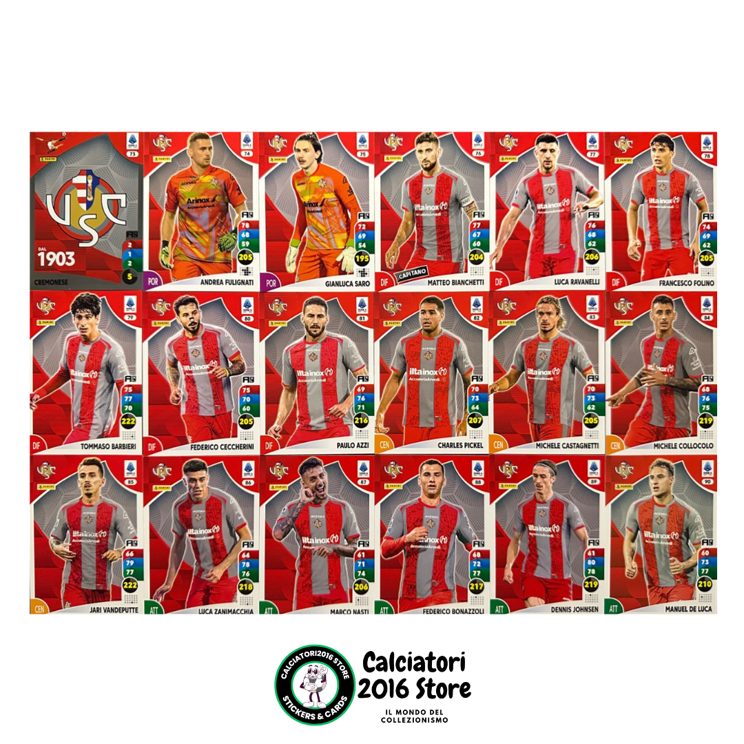 Tarjetas completas del equipo Panini Calciatori Adrenalyn XL 2025-26 a tu elección