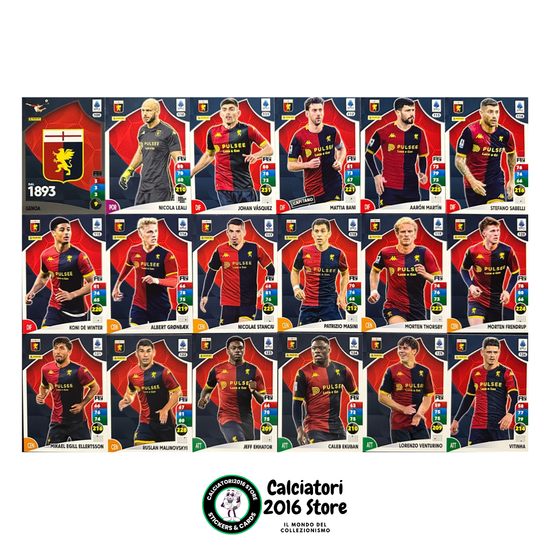 Tarjetas completas del equipo Panini Calciatori Adrenalyn XL 2025-26 a tu elección