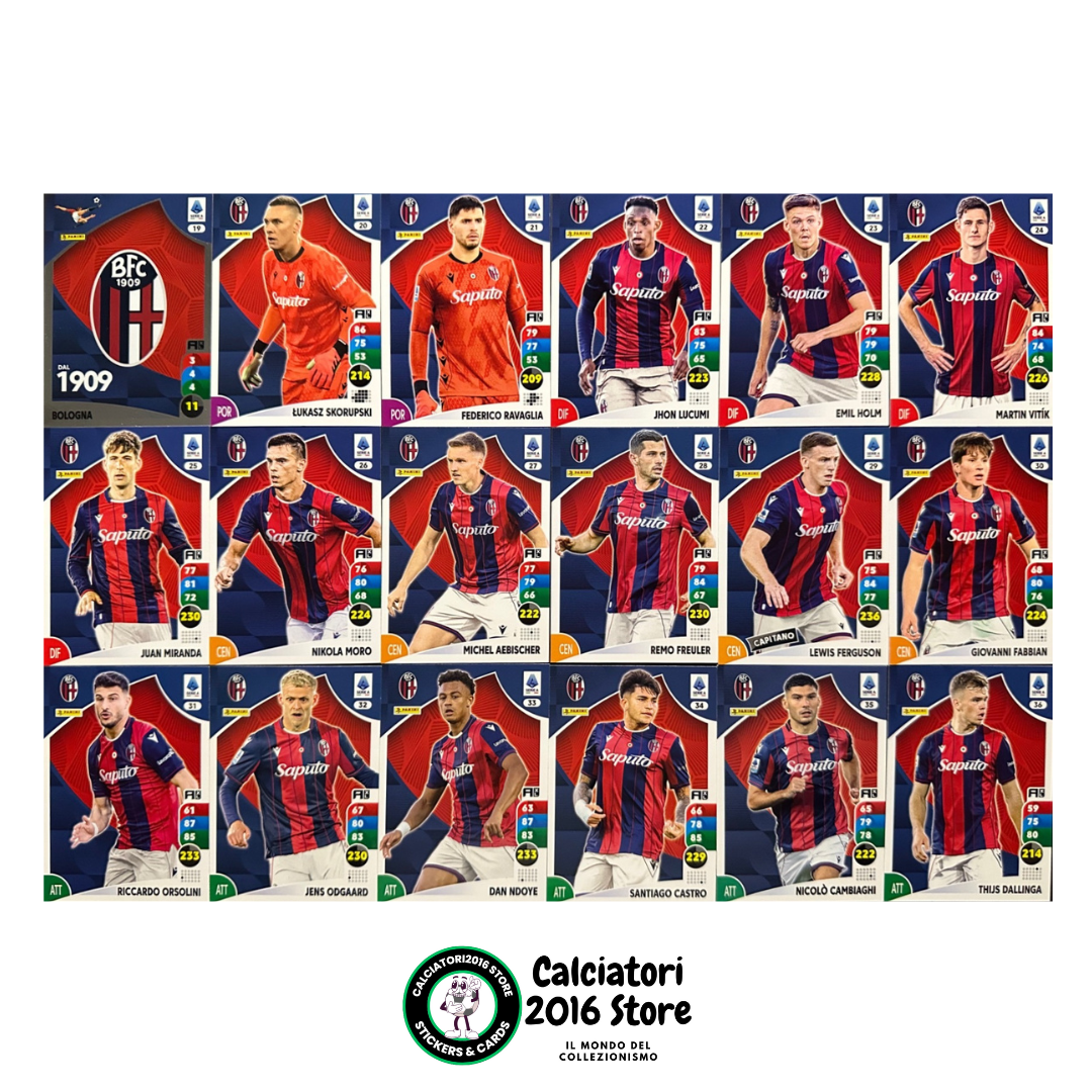 Tarjetas completas del equipo Panini Calciatori Adrenalyn XL 2025-26 a tu elección