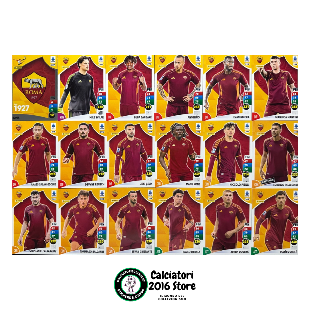 Tarjetas completas del equipo Panini Calciatori Adrenalyn XL 2025-26 a tu elección