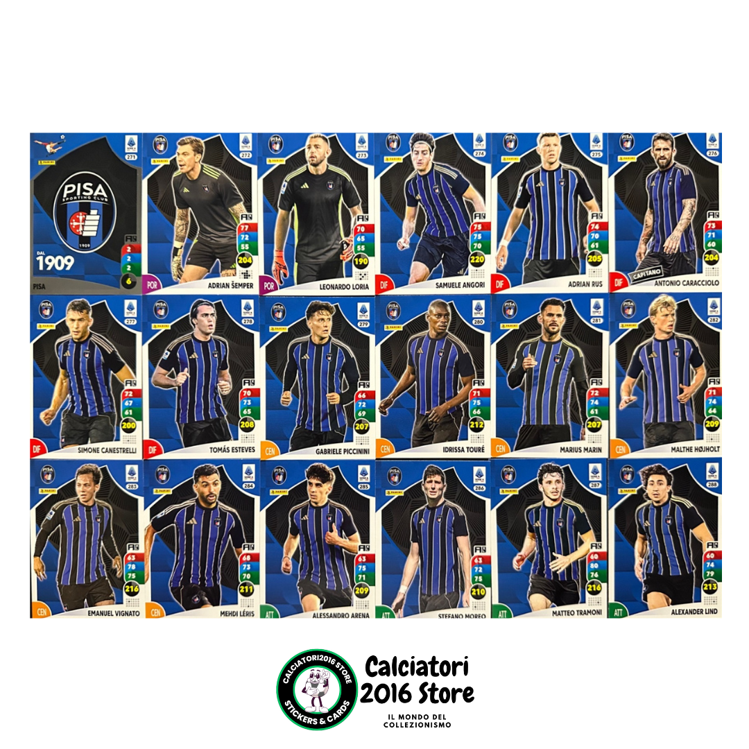 Tarjetas completas del equipo Panini Calciatori Adrenalyn XL 2025-26 a tu elección