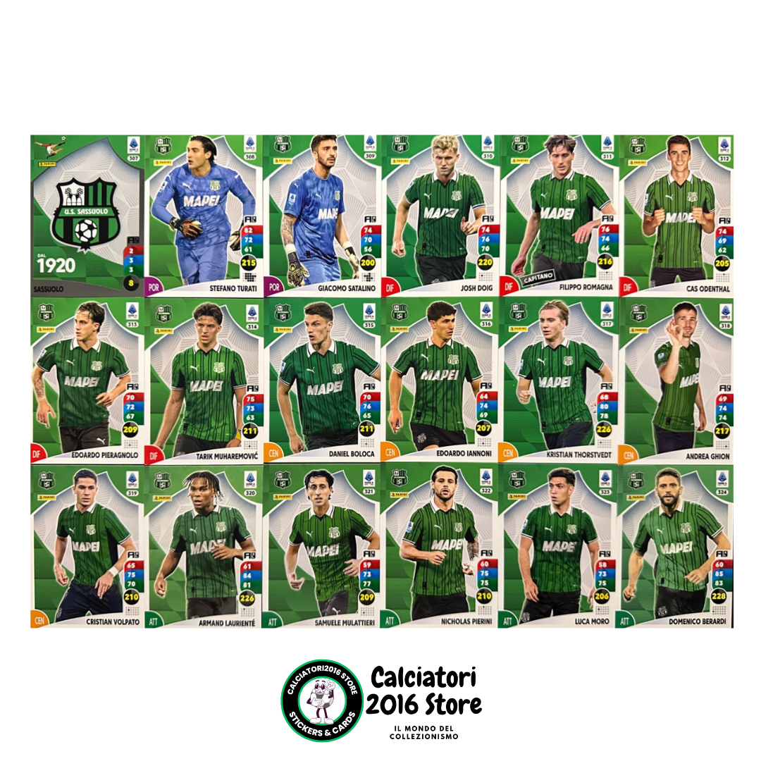 Tarjetas completas del equipo Panini Calciatori Adrenalyn XL 2025-26 a tu elección
