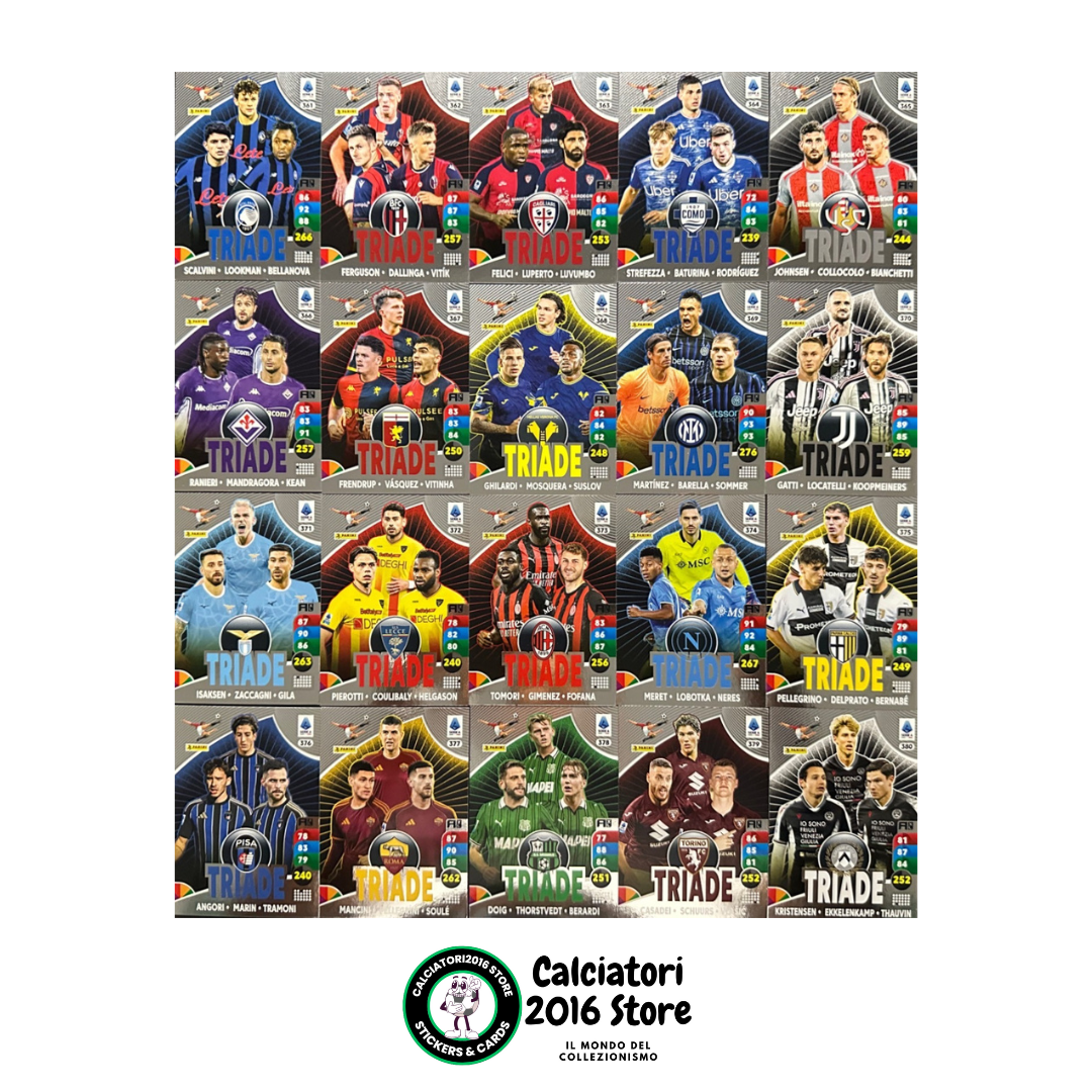 Tarjetas completas del equipo Panini Calciatori Adrenalyn XL 2025-26 a tu elección