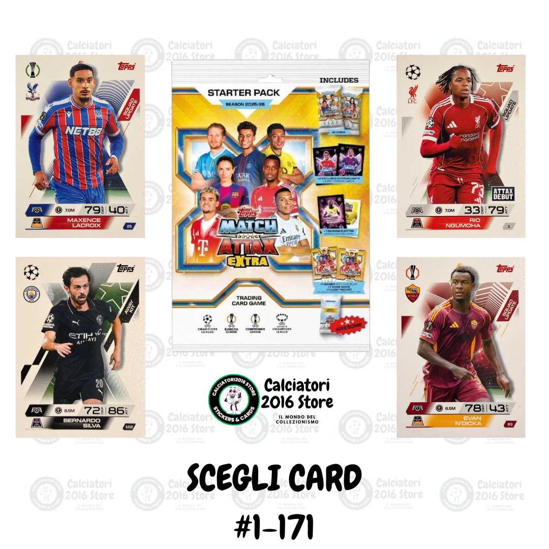 Match Attax Extra 2025/26 - Scegli Card da 1 a 171
