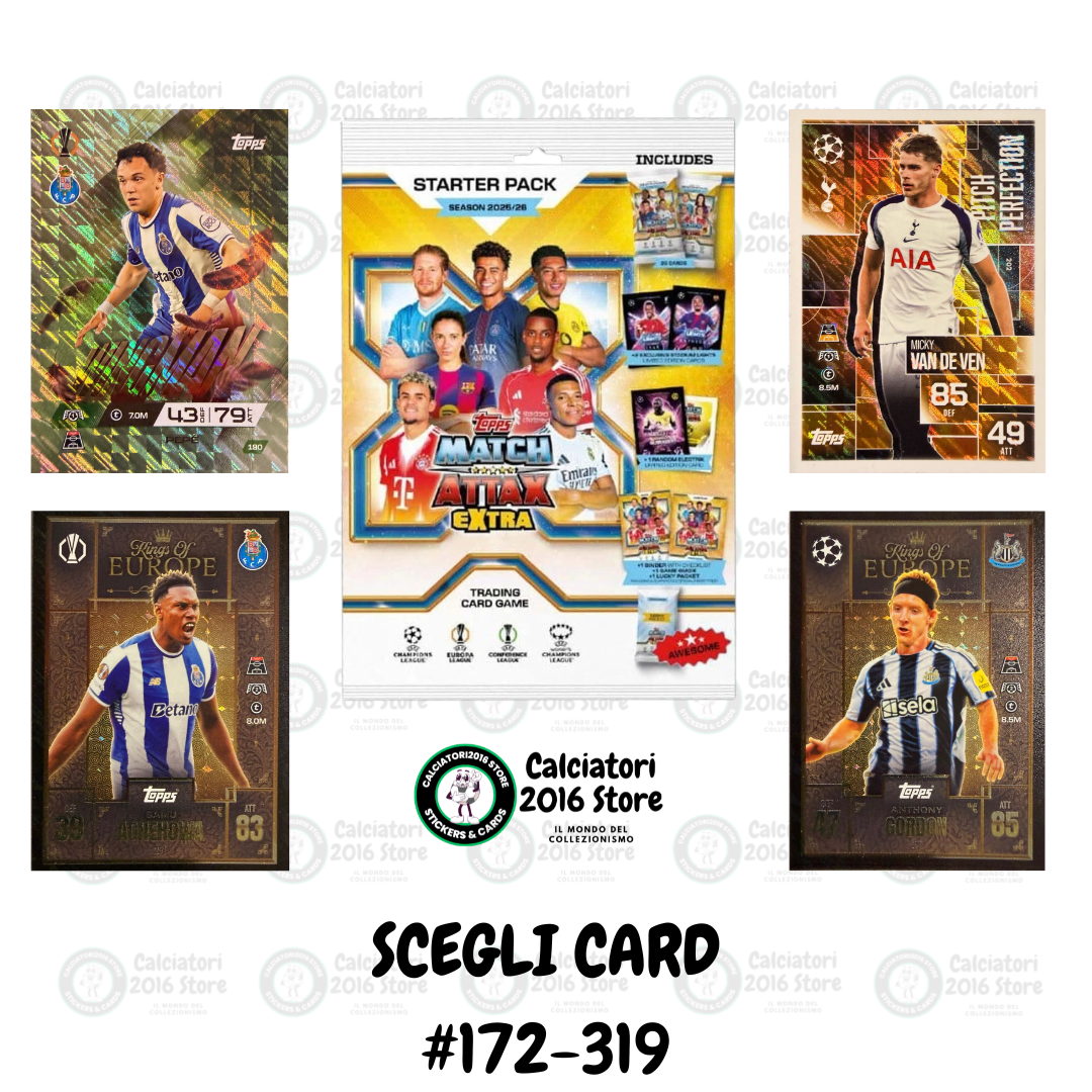 Match Attax Extra 2025/26 - Scegli Card da 172 a 319