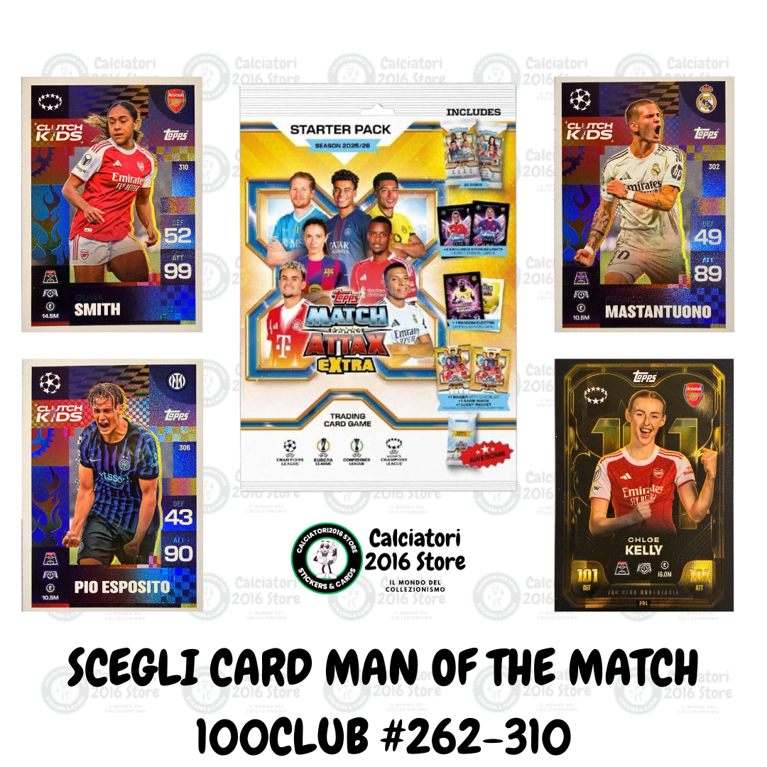 Match Attax Extra 2025/26 - Scegli Card da 262 a 310 100 club