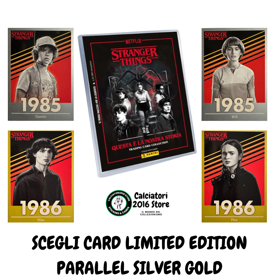 Stranger Things Panini Netflix 2025 Trading Card - LIMITED PARALLEL SILVER GOLD a Scelta