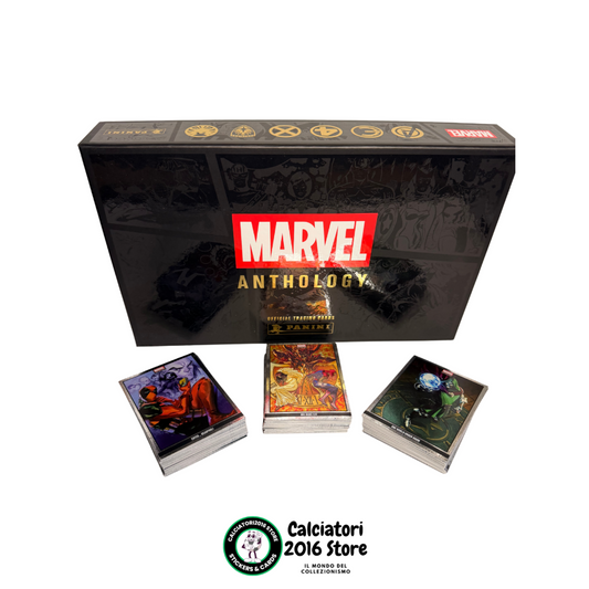 Marvel Anthology Panini - Box vuoto + set completo 100 Parallel Metal Holo