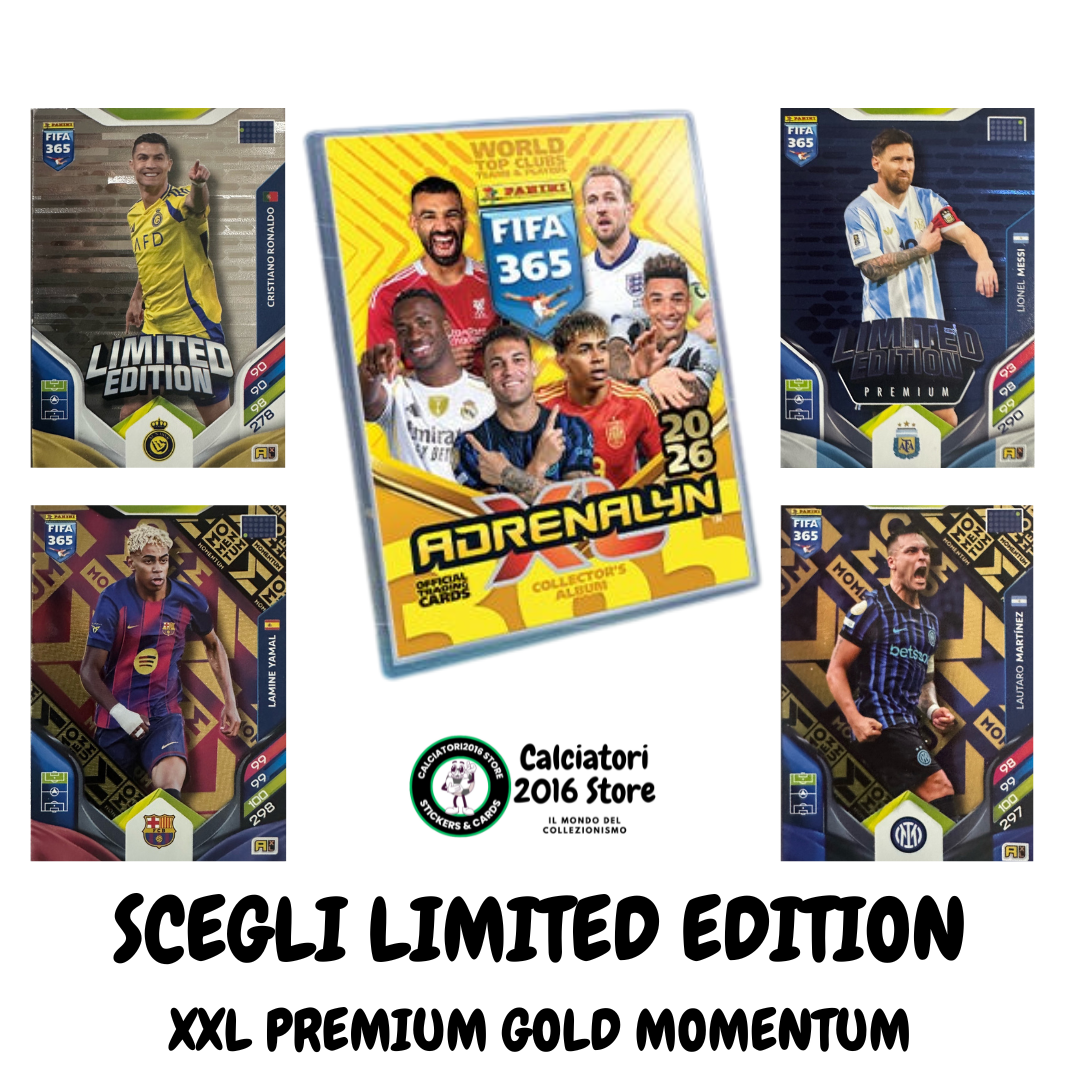Panini Adrenalyn XL FIFA 365 2026 - Limited Momentum Premium Gold XXL a scelta