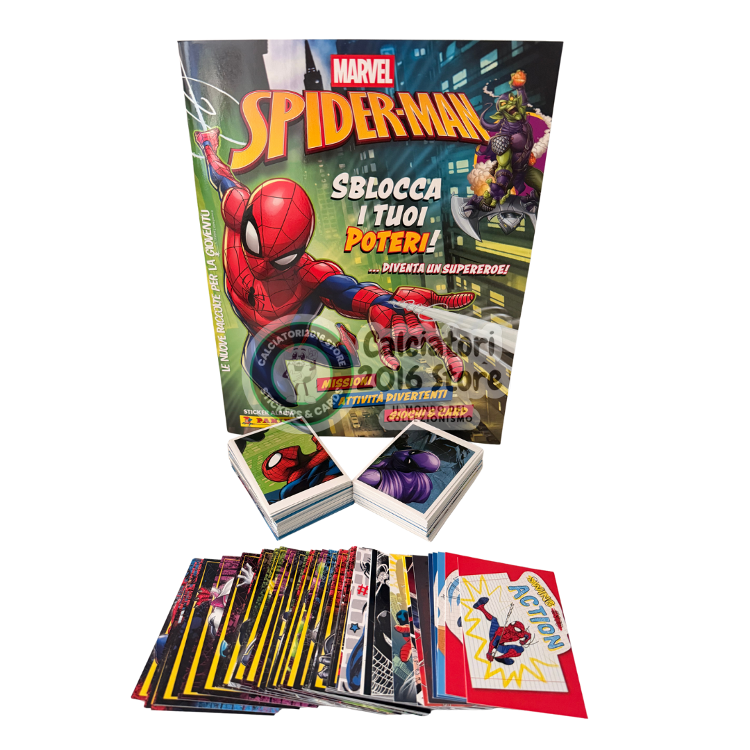 Spider-Man Marvel Panini 2026 - Album vuoto + Set completo 192 Figurine + 50 Card